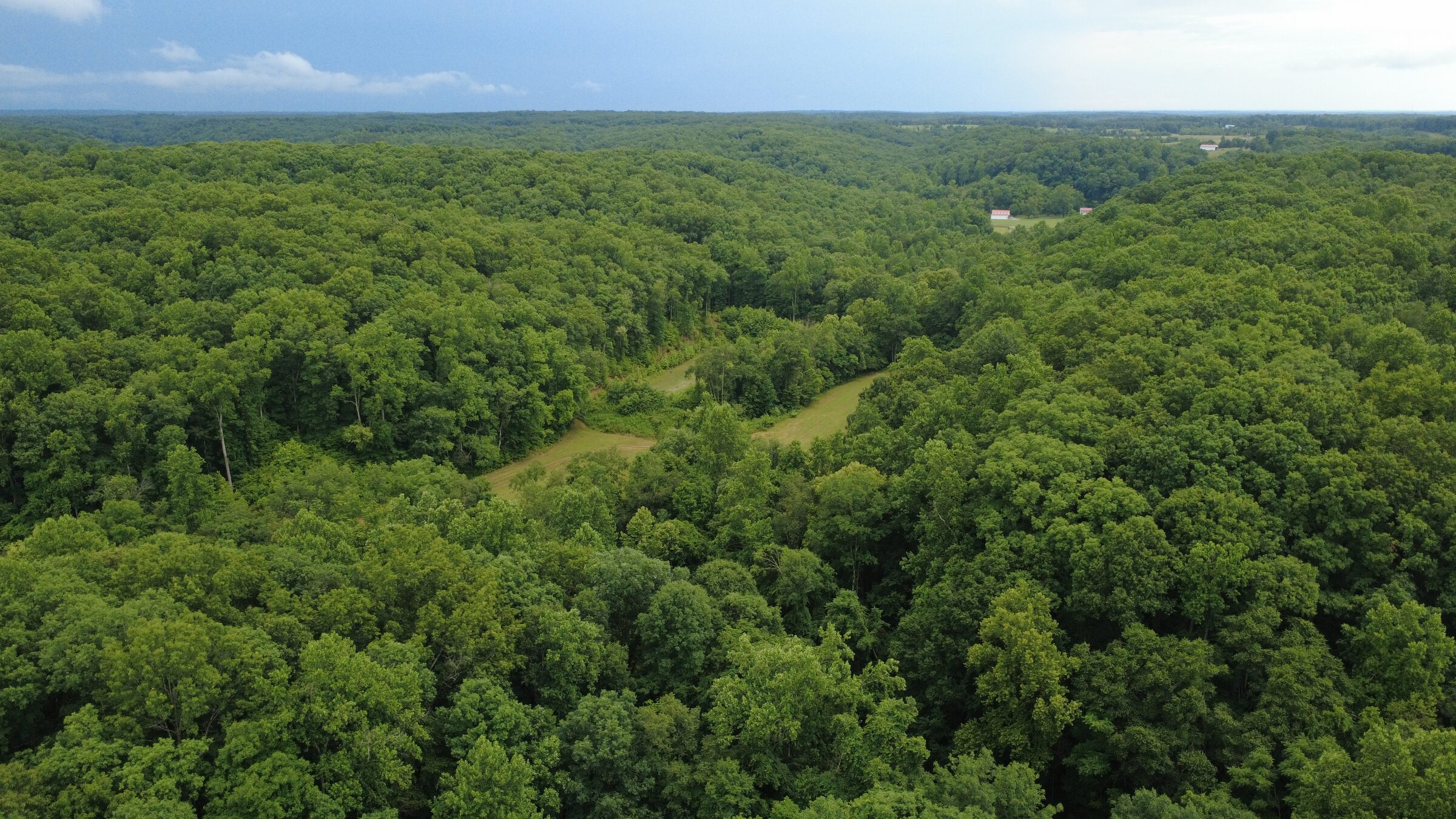 Aerial view of the full 240-acre property